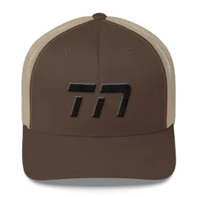 Tennessee - Mesh Back Trucker Cap - Black Embroidery - TN - Many Hat Color Options Available