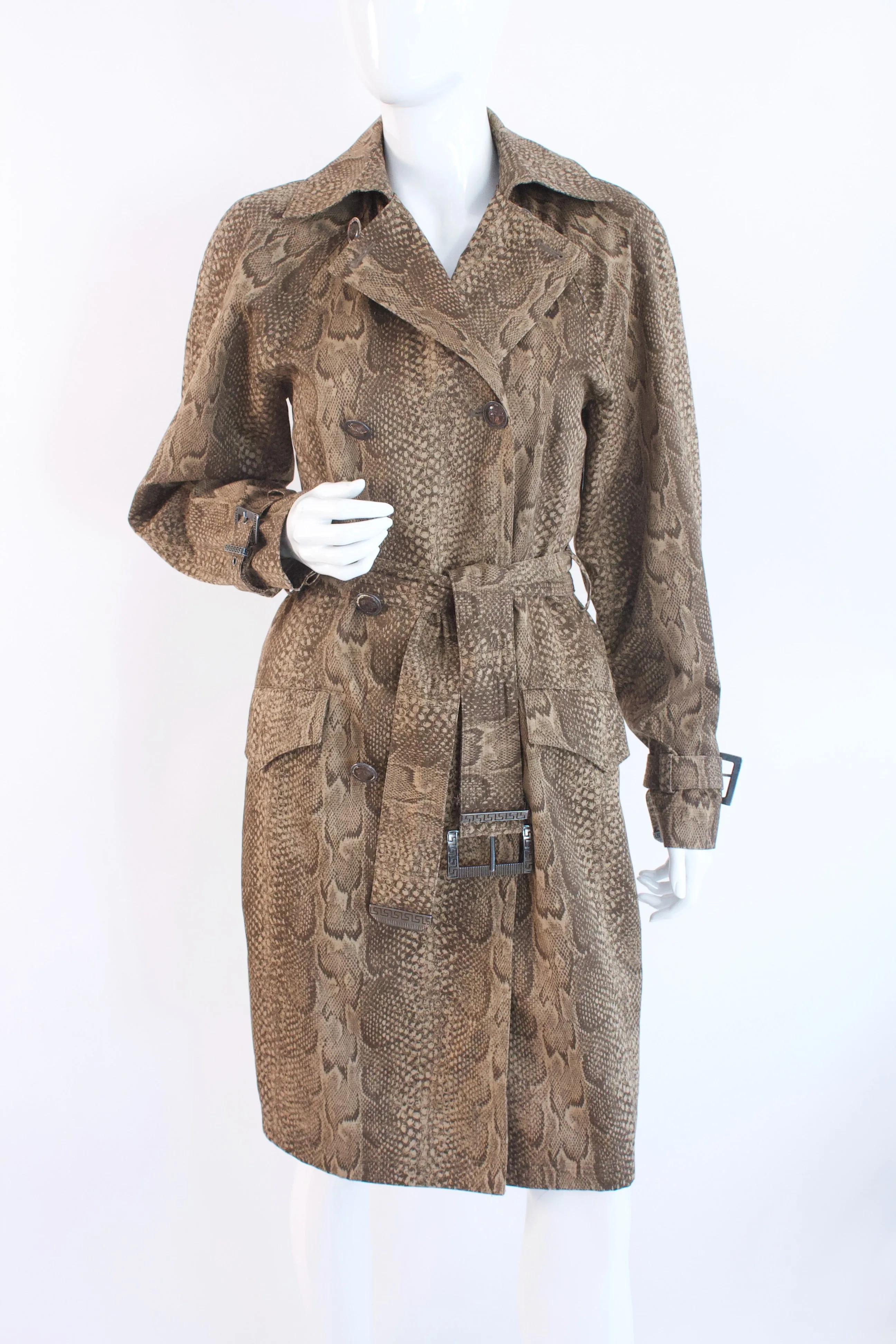 Vintage GIANNI VERSACE Snake Print Trench Coat