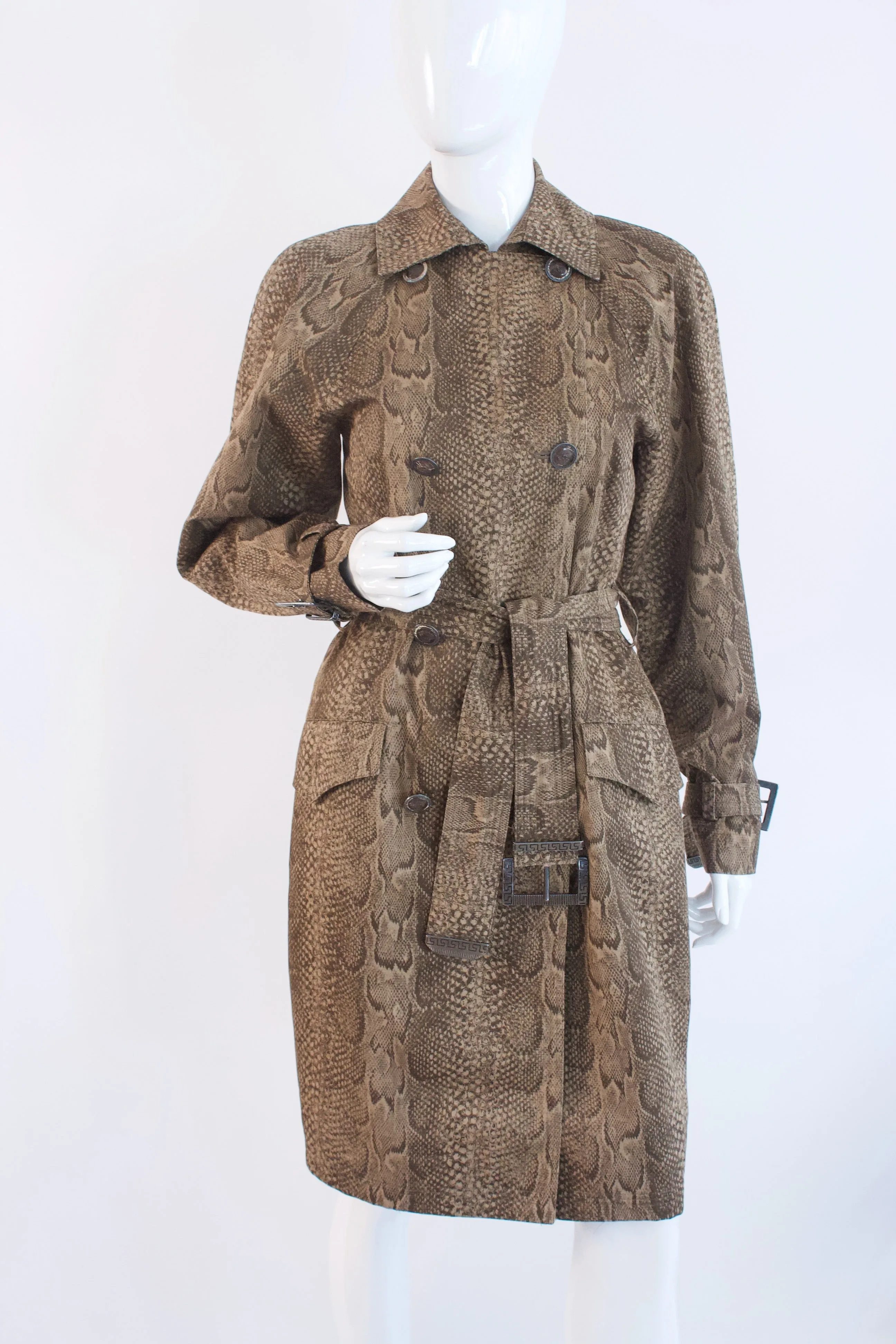 Vintage GIANNI VERSACE Snake Print Trench Coat