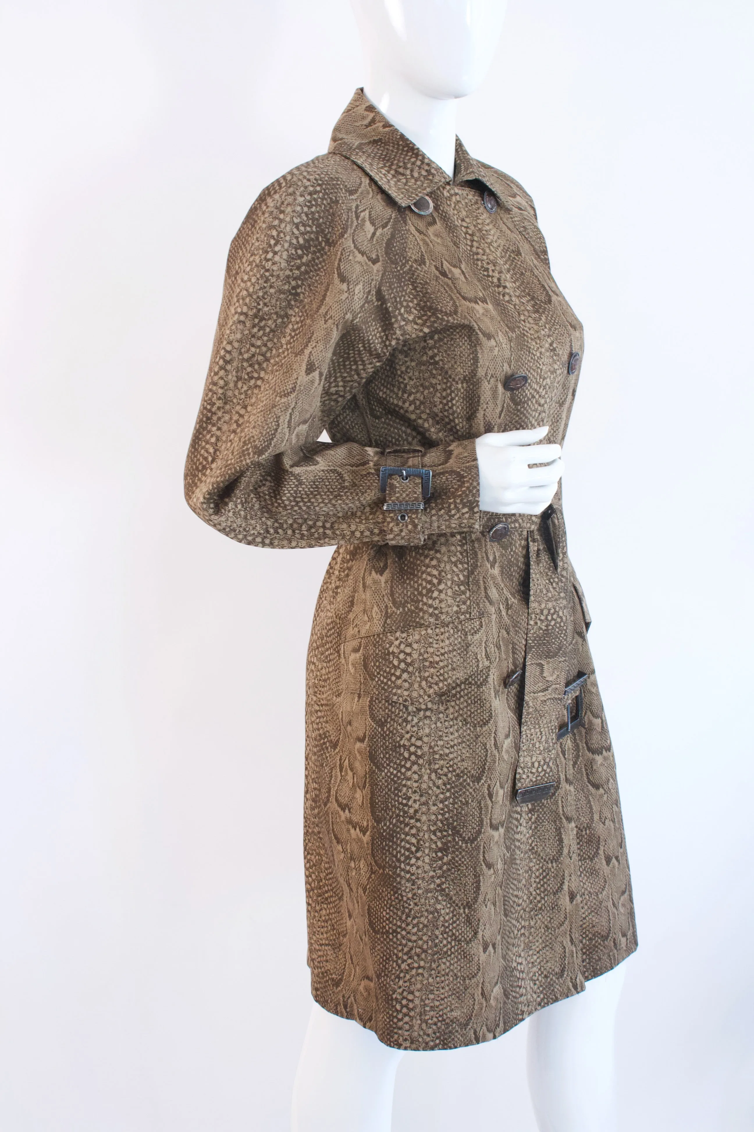 Vintage GIANNI VERSACE Snake Print Trench Coat