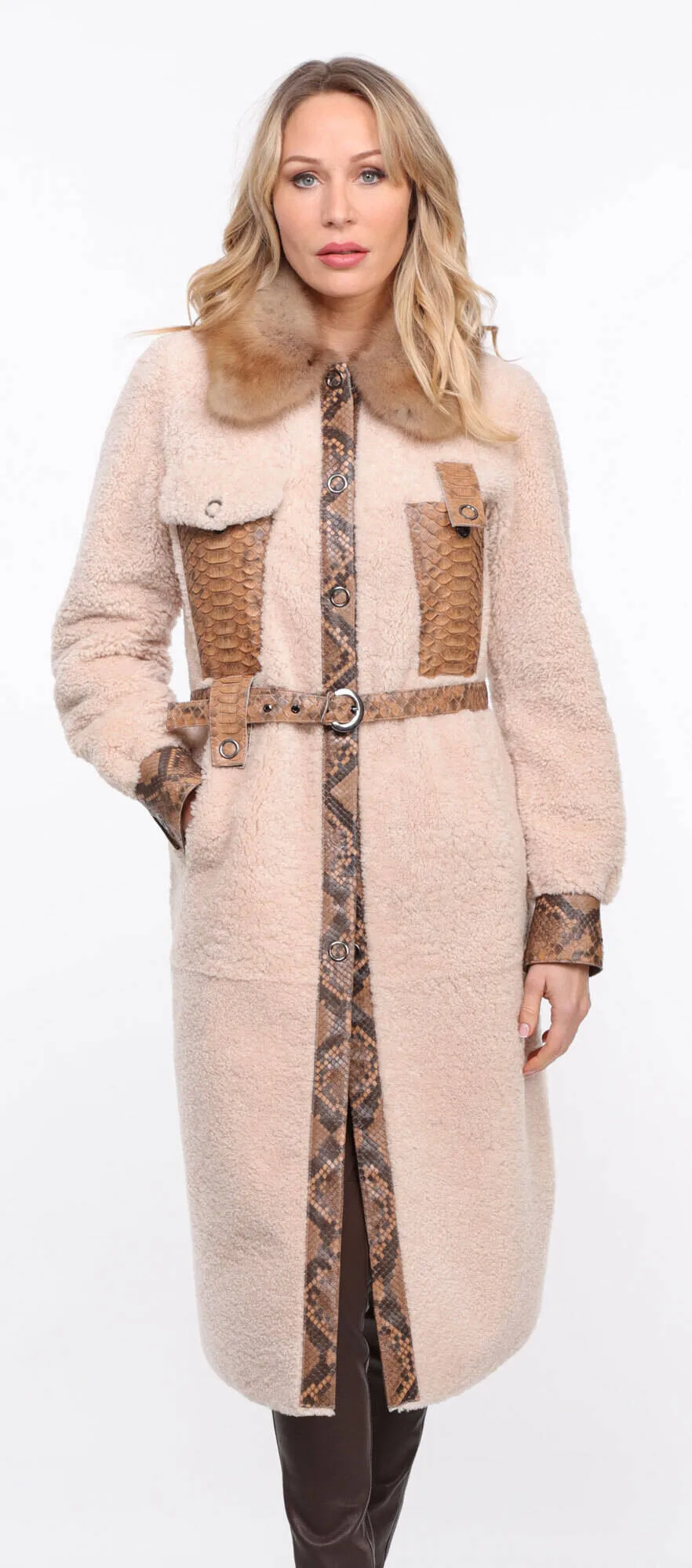 Women's ecru \paolina\ sheepskin coat