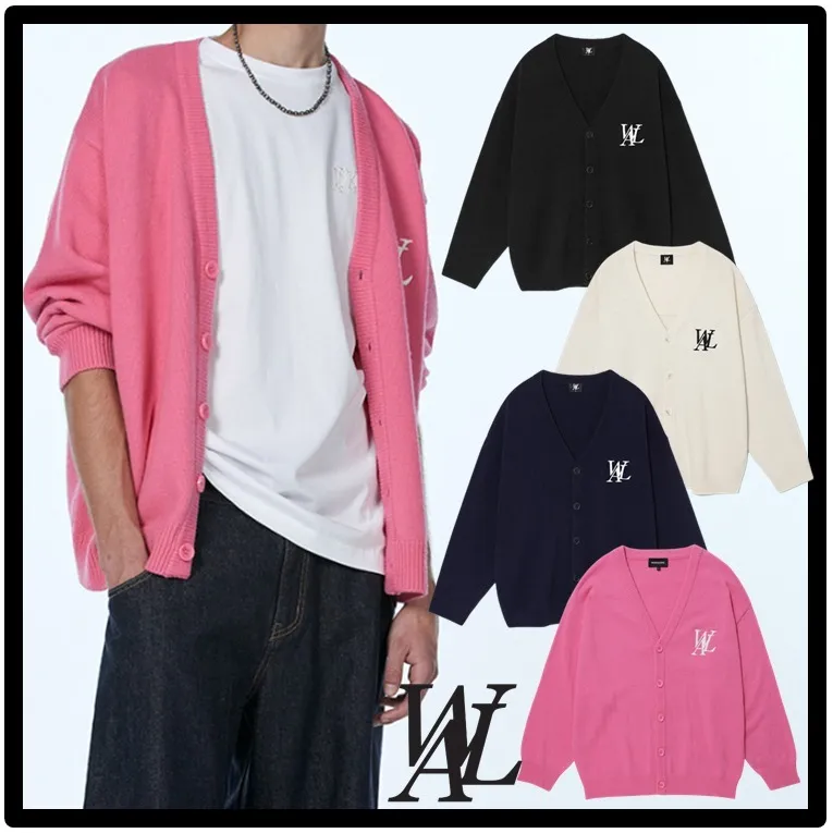 WOOALONG  |Casual Style Unisex Street Style Logo Cardigans