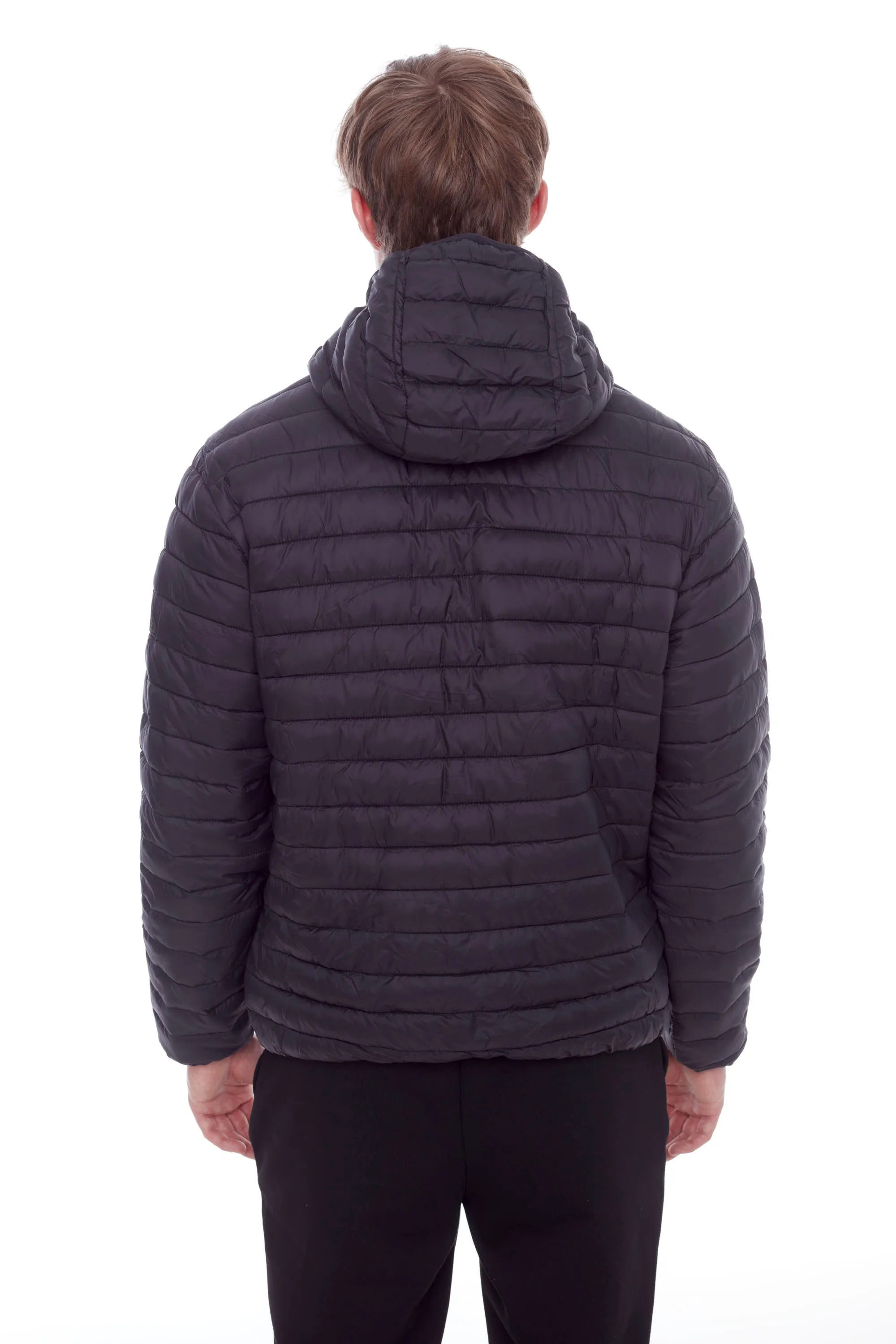 YOHO MEN'S | MEN'S VEGAN DOWN (RECYCLED) LIGHTWEIGHT PACKABLE PUFFER, BLACK