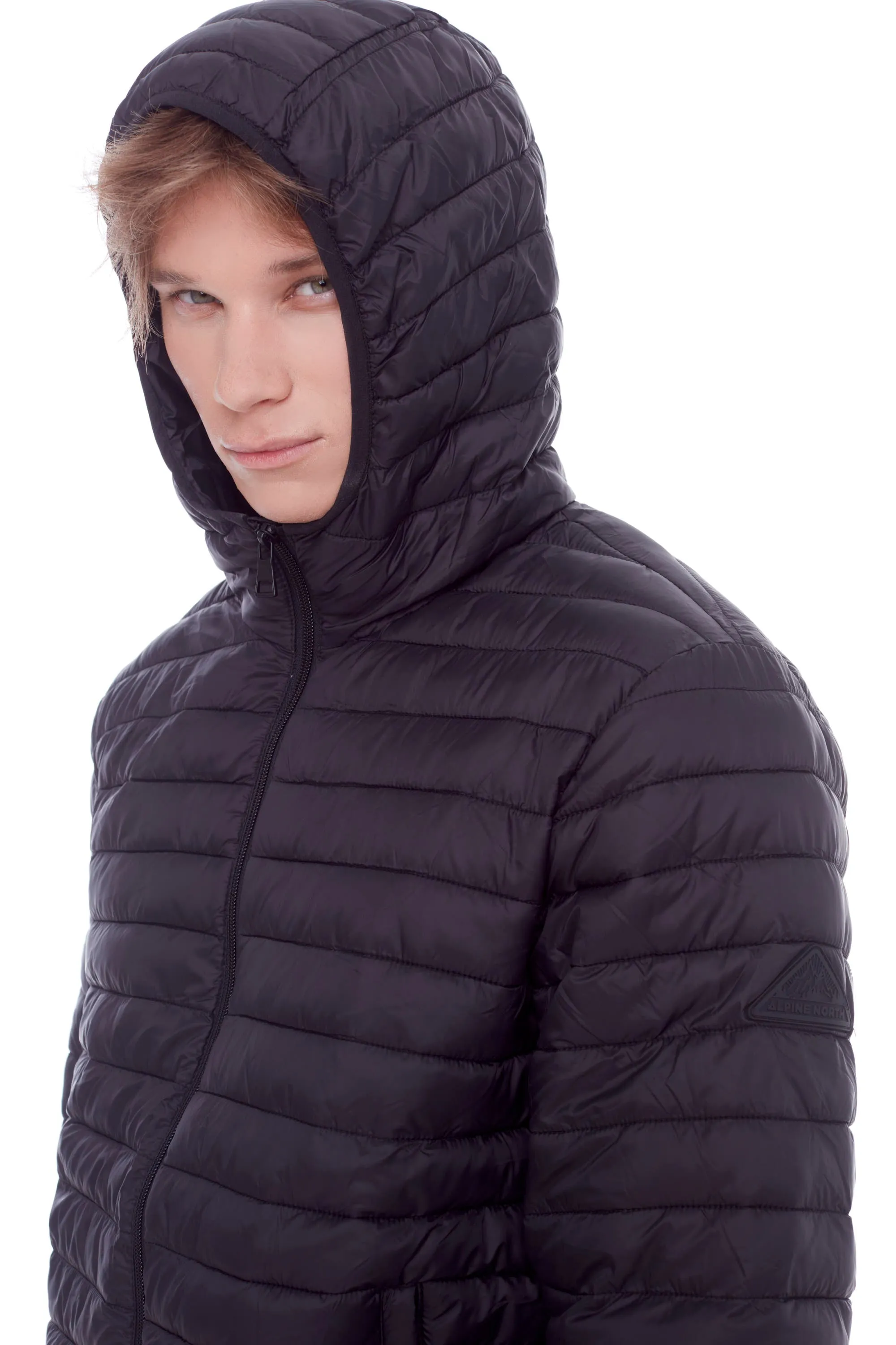 YOHO MEN'S | MEN'S VEGAN DOWN (RECYCLED) LIGHTWEIGHT PACKABLE PUFFER, BLACK